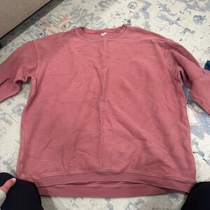 Pink Ribbed Crewneck Sweater